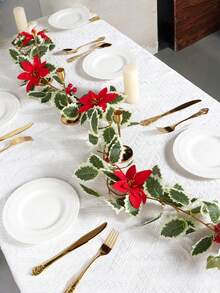 1 pieza Guirnalda de Navidad artificial - Flores y enredadera de bayas realistas con hojas verdes, fácil de colgar, perfecto para un ambiente festivo - Ideal para Navidad, aniversario, boda, cumpleaños, decoración de arcos y paredes