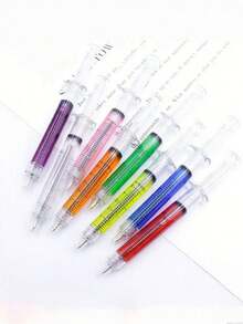 Random Color Creative Syringe Shaped Ballpoint Pen, Student & Office Supplies