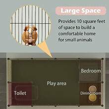 DIY Guinea Pig Cages With Waterproof Canvas Bottom16 Panels Small Animal Cage Pet Playpen With Door For Bunny Turtle Hedgehog Indoor Metal Wire Yard Fence Outdoor - như hình ảnh - Xem 4