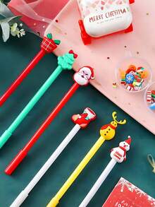 20 piezas - Bolígrafos navideños, bolígrafo de bola navideño de 0.5 mm con tinta de gel negra, bolígrafo de personaje navideño, bolígrafo de gel de dibujos animados navideños adecuado para útiles escolares y de oficina, papelería creativa de oficina, bolígrafo neutro de expresión demoníaca, bolígrafo de regalo lindo para Halloween, bolígrafo a base de agua, bolígrafo de firma de oficina, bolígrafo de rodillo negro de 0.5 mm a granel para suministros de fiesta de Halloween y Acción de Gracias, estilo aleatorio, Navidad