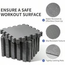 LÍMITE-MX Tapete para Ejercicio con Cuadros de Entrelazado de Espuma EVA, Tapete para Crossfit,Color Negro 12 Piezas de 30 x 30, Espesor de 12mm. - Gris - Ver 8