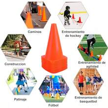 Conos para entrenamiento deportivo como baloncesto, fútbol, entrenamiento de agilidad y coordinación o actividades al aire libre, conos naranjas para el tráfico - 9"-24 piezas - Ver 7