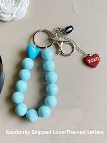 1pc Handmade Heart-Shaped Beaded Lanyard, Candy Color, Creative Accessory For Cameras, Phones, Bracelets - Multicolor - View 5