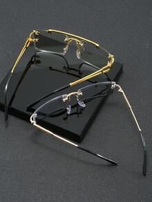 2 pares de gafas de moda de metal y transparentes, estilo europeo y americano, gafas de alta gama adecuadas para todas las ocasiones - transparente - Ver 3