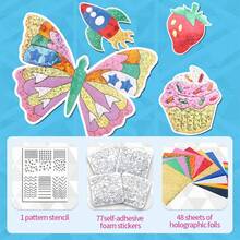 لعب حرفية من رقائق الألومنيوم DIY، ملصقات ملونة مصنوعة يدويًا، ملصقات كرتونية للحيوانات والفواكه والآيس كريم والحيوانات البحرية، مناسبة للخريف/الشتاء، عيد الميلاد، هالوين، المناسبات. تشجيع الأطفال على الإبداع بأنفسهم، ألعاب البنات، مفاجأة المناسبات. ملصقات رائعة لتزيين قصة الشتاء الخيالية مع طفلك الصغير. - متعدد الألوان - مشاهدة 9