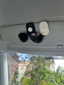 磁性汽车遮阳眼镜夹 - 可爱雏菊设计，爱心风格时尚眼镜带强磁支架，汽车配件（黑色），汽车配件 | 趣味设计 | 磁性固定，汽车时尚眼镜夹 - 彩色 - 查看 10