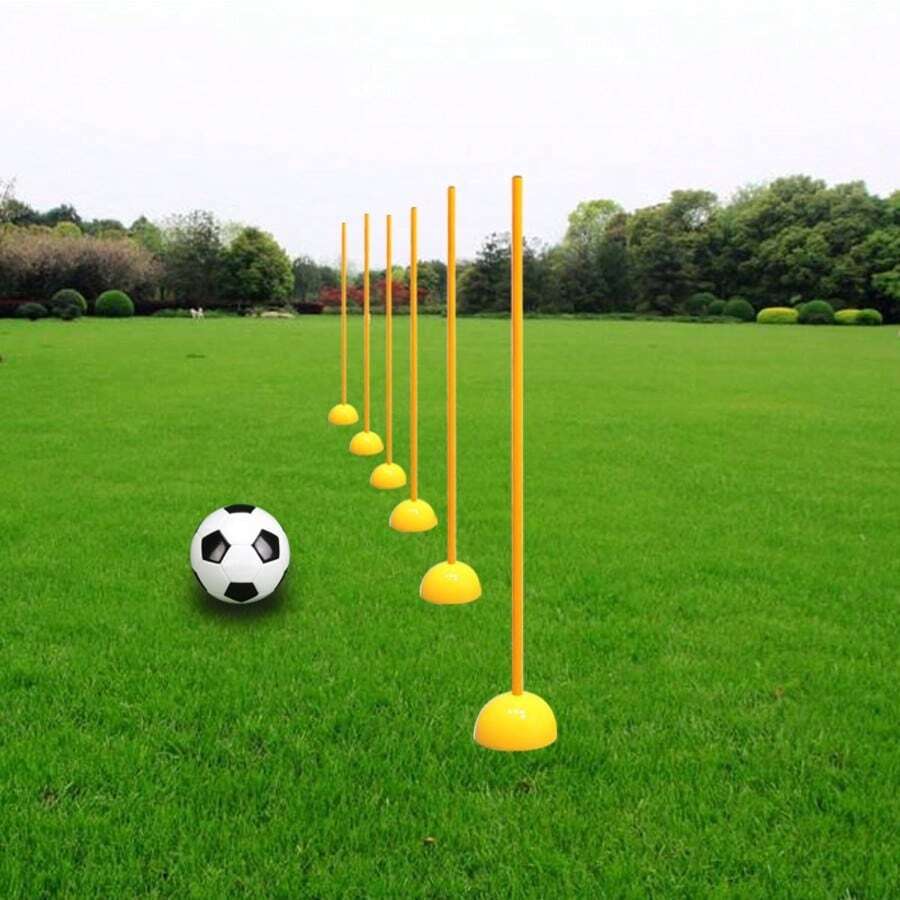 3 Pieces Set Of Heavy-Duty Football Goal Post Obstacle Markers - Bright Yellow Training Rod, 50.01cm High Per Section, Suitable For Football, Soccer, Field Hockey - Durable PVC Structure, Suitable For Flexibility, Speed, Tactical Practice, Team Building - Portable Obstacle Training Equipment, Suitable For Home/Outdoor Practice