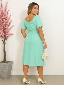 Elegance Flare Sleeve Romantic Dress - 淺綠色 - 查看 2