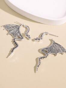 1 对哥特朋克龙可拆卸深色风格耳钉，适合女士，时尚夸张节日派对日常礼物