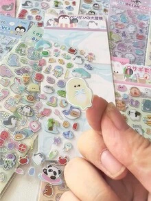 Metallic Silver Glaze Stickers, 3D Cute Animal Decorative Stickers, Suitable For Phone, Water Cup, DIY, Gifts