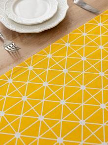 1 szt. Bohemian Yellow Rectangular Table Runner, Geometryczny wzór, Wiosna/Lato Dekoracyjny obrus na bufet, szafka na buty, Odporny na kurz i plamy, Nadaje się do domu, kuchni, jadalni, posiłków, pikników, grilli, kempingu, na zewnątrz, świąt, imprez, codziennego wystroju domu