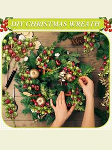 12 Peças Galhos Artificiais de Pinheiro com Bagas Vermelhas, Agulhas de Pinheiro com Bagas Vermelhas e Pinhas Artificiais de Pinheiro com Bagas Vermelhas, Agulhas Falsas de Pinheiro de Norfolk, para Artesanato DIY, Coroas, Decoração Doméstica e Enfeites de Árvore de Natal, Folhagem de Mesa Plástica para Arranjos Sazonais de Outono, Inverno e Feriados