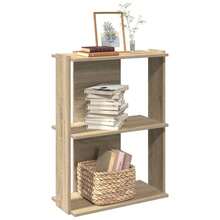 Librería Larryhot de 3 niveles roble sonoma 60x30x80 cm, resistente y duradera, fácil de montar, estilo decorativo, adecuadA, Para guardar adornos, figuritas, libros, pequeños objetos, etc. - Marrón - Ver 1