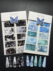 2packs Luxury Designer Original Design Marble Gradient Color Blending Watercolor Style Nail Sticker L034-L035