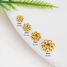 50 قطعة من تصميم عجلة الأقحوان من الفولاذ المقاوم للصدأ مع وسادات الخرز الفضفاضة، مطلية بالذهب عيار 18 قيراط للاكسسوارات DIY، مع وسادات الخرز