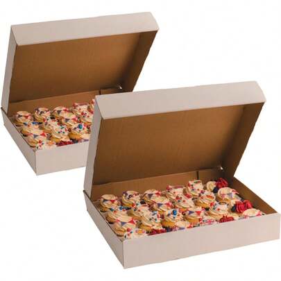 Culpitt 24 Cupcake Box |   2 Pack |   Extra Strong Corrugated Card White Boxes For Carrying And Displaying Tasty Muffins, Fairy Cakes, And Treats. 24 Hole Cupcake Boxes - Twin Pack Of 2 Boxes