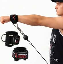 Grilletes para Muñecas Gym, Muñequera para polea, Grillete muñeca hombre, Correa para mano, Accesorios de gimnasio, Modifica tu Entrenamiento de Pesas - 1 - Ver 2