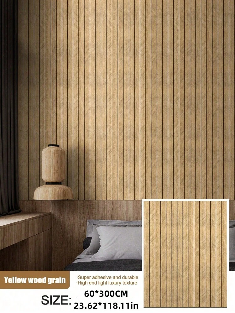 1pc 15.7in X 118in/13 Sq Ft Thick Vinyl Wood Grain Peel And Stick Wallpaper, Waterproof Self-Adhesive Striped Tile Rolls For Kitchen, Living Room, Office And Bedroom (Gray And Brown) Wall Art Decor, Home Decor, Living Room Wallpaper, Wall Decals, Party Decor, Bedroom Office Decor, Home Decor, Bathroom Decor, Room Decor - Multicolor - View 18