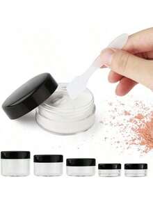 1/3/5/10 piezas Tarros de crema transparentes mini con tapas negras, envases de muestra de maquillaje pequeños, frascos de cosméticos de plástico vacíos transparentes, botellas de muestra transparentes para sombras de ojos, bálsamo labial, esenciales de viaje, frascos de muestra de cosméticos, mini botellas, adecuados para crema de tocador 10/15/25g, botellas envasadas, artículos del hogar, botellas de muestra de cosméticos, envases de viaje, portátil - Negro - Ver 4