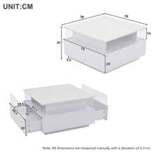Coffee Table With Storage Living Room, Modern LED Coffee Table, Square Tea Table With 2 Sliding Drawers Wood Center Table Acrylic Glass Coffee Table, White - White + Particle Board - View 6