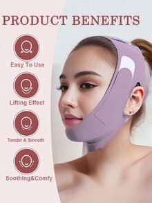 Reusable Face-Lifting Bandage V-Shaped Face-Lifting Mask- Breathable Double Chin Reducer & Jawline Lift,V-Shape Face Shaper Women's Chin And Cheek Lift Belt,Firming Bandage, Refreshing Fragrance-Free Facial Instrument, Skin Care Massager, Contour Design, Firm Fixing Strap,Facial Skin Care Beauty Tools. - Multicolor - View 4