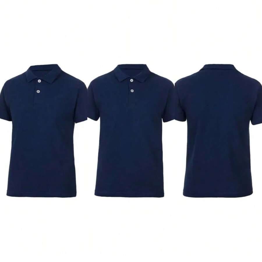 Young Boys Polo Shirts - Navy Blue - View 1