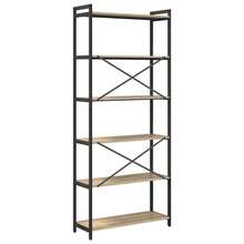 Librería Larryhot Roble Sonoma 80 x 30 x 188 cm Madera de ingeniería, resistente y duradera, fácil de montar, estilo decorativo, adecuadA, Para guardar adornos, figuras, libros, pequeños objetos, etc. - Marrón - Ver 7