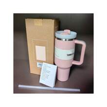 40oz Large Capacity Stainless Steel Insulated Tumbler With Handle & Straw – Double-Wall Vacuum Insulation For Hot & Cold Beverages, Perfect For Home, Office, Gym, Or Camping – Durable, Portable, And Leak-Proof Design For All-Day Temperature Retention. - 粉色 - 查看 1