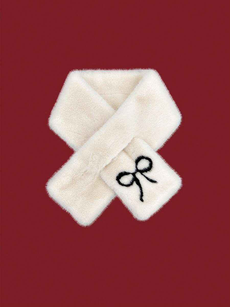 1pc Versatile Personalized Simple Solid Color Bowknot Scarf, Suitable For Outings And Daily Wear, Warm Scarf For Autumn/Winter