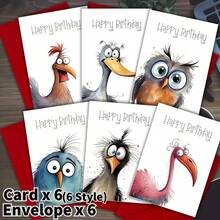12 بطاقة عيد ميلاد مع أظرفة، توضح رسومات طيور مضحكة، مناسبة للعائلة والأصدقاء والزملاء، مجموعة بطاقات تهنئة فارغة بالجملة - هدية فريدة، ديكور عيد ميلاد، لوازم مدرسية للعودة إلى المدرسة