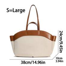 Túi Tote Canvas Dung Tích Lớn Mới Về Cho Nữ, Túi Mua Sắm Thời Trang, Túi Xách Nữ Công Sở Thường Ngày Hoàn Hảo Cho Công Việc Văn Phòng Và Công Sở - màu nâu - Xem 7