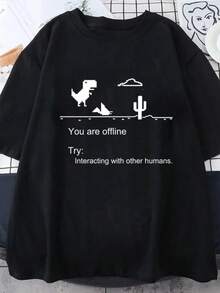 camiseta 2025 camisetas masculinas impressas dinossauro cactus engraçado topos verão algodão camiseta para homem casual o-pescoço camisetas streetwear topo - Preto - Visão 2