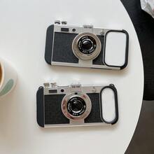 1pc Vintage 3D Camera Phone Case Compatible With Apple 16/16 Pro/16 Pro Max/17 Pro Max, S24 Ultra/S25 Ultra/S25/S25 Plus, Shockproof Camera Phone Cover With Detachable Strap, TPU+PC Material - Black - View 8