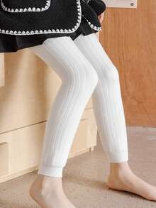 1件装女童连裤袜，婴儿幼儿打底裤，儿童七分裤长，加厚保暖，冬季款式，适合外穿和日常穿着