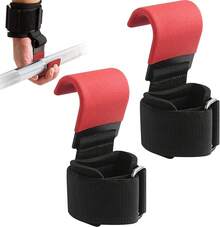 DQST Gancho con Muñequera para GYM, Straps para Gym para Levantamiento de Pesas, Straps de Gancho con Muñequera para hombres mujeres, Adecuada para Levantamiento de Pesas, Dominadas, Peso Muerto. - rojo - Ver 6