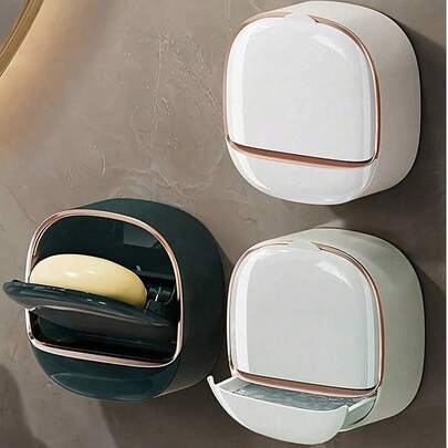 1个壁挂式皂碟，防水皂架带沥水盒，无需钻孔，独特的皂液沥水容器，适合秋季家居浴室装饰、洗漱用品、家居生活、秋冬风格，也适合学生宿舍、圣诞节装饰、圣诞节、感恩节、新年礼物