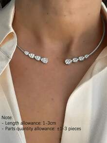 1 件奢华水晶镂空项链，风格优雅时尚，适合派对和节日礼物（1-3 厘米手工制作） - 銀色 - 查看 6