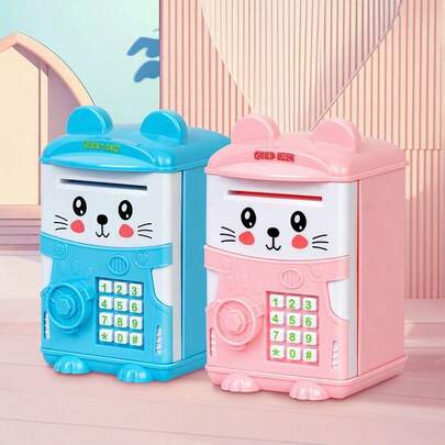 Kids Birthday Gift Toy, Password Storage Cabinet - Realistic Children's ATM Piggy Bank, Cartoon Password Smart Coin Bank, Creative Coin Password Storage Box