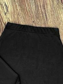 Women's Solid Color Elegant Casual Split Suit Vest & Midi Skirt, Suitable For Evening Date, Office, Garden Black Spring - Black - View 4