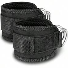 Reforzada Doble Anilla en D, Correas Acolchonadas,Elástico Ajustable,Correas de Tobillo de Fitness para Máquinas de Cable, Patada de Cadera Hacia Atrás y Estiramiento de Piernas Ejercicio para Hombres y Mujeres - Negro - Ver 6