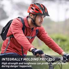 Casco Bicicleta para Hombre y Mujer, Cascos integrales ligeros para adultos Bicicleta, Cascos ajustables para bicicletas de montaña y carretera con luz de bicicleta recargable por USB + gafas - rojo - Ver 6