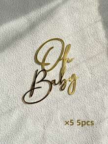 1个/3个/5个亚克力迎婴蛋糕装饰摆件，婴儿派对装饰用品，性别揭晓“Oh Baby”蛋糕装饰，青少年迎婴派对和生日派对蛋糕装饰，完美适用于甜品桌装饰、蛋糕装饰、DIY蛋糕装饰用品、烘焙装饰、烘焙用品、蛋糕用品、厨房家具必备品、节日礼物 - 金色 - 查看 11