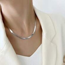 Collar de cadena con hoja de acero inoxidable de 4 mm, collar gargantilla minimalista de estilo europeo de moda para hombres y mujeres, parejas