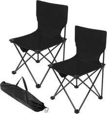 ZOOYII 2 Sillas Plegables Camping, Sillas Playeras, Silla De Camping Portátil con Bolsa De Almacenamiento, Lona Impermeable Plegables para Jardin, Playa O Pesca (Negro) - 1 - Ver 1
