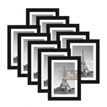 3 件套木制相框，用于照片墙 10X15 13x18 15X20 20X25 图片框，用于桌面展示和墙壁安装相框照片装饰纪念礼物 - 黑色 - 查看 4