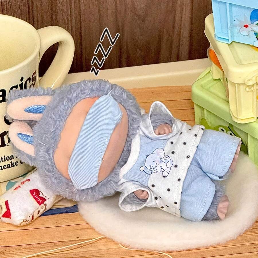3pcs Doll Pajama Set (Eye Mask + Top + Pants) - Soft & Cute, Fits 5.91-6.69 Inch Dolls, Ideal Doll Fashion Accessory, Also A Great Birthday/Christmas Gift For Doll DIY Enthusiasts And Home Decor Lovers. - Multicolor - View 1