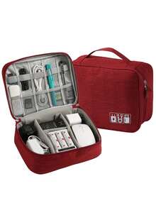 Bolsa organizadora de cables de viaje con cremallera, bolsillo para correa de reloj para mujer y hombre, estuche organizador de viaje grande para electrónicos, para auriculares, power bank, accesorios electrónicos, viajes, vuelos, negocios, hogar, campamento, playa, vuelta al cole, accesorios esenciales - Multicolor - Ver 14