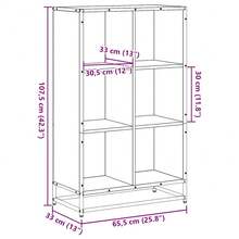 Librería Larryhot negra 65,5x33x107,5 cm de madera industrial, resistente y duradera, fácil de montar, estilo decorativo, adecuadA, Para guardar adornos, figuras, libros, pequeños objetos, etc. - Negro - Ver 9