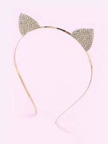 1 pièce Serre-tête à perles avec oreilles de chat et petits diamants, accessoire de cheveux mignon pour fille, accessoire de voyage, bandeau, festival, fête - Multicolore - Voir 4