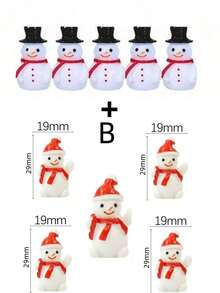 5 قطع/10 قطع/20 قطع تماثيل صغيرة لرجل الثلج مع قبعات - ديكورات عيد الميلاد من الراتنج، مناسبة للأعمال اليدوية DIY، ديكور الحديقة والمنزل - إكسسوارات احتفالية متعددة الوظائف للحفلات والاحتفالات